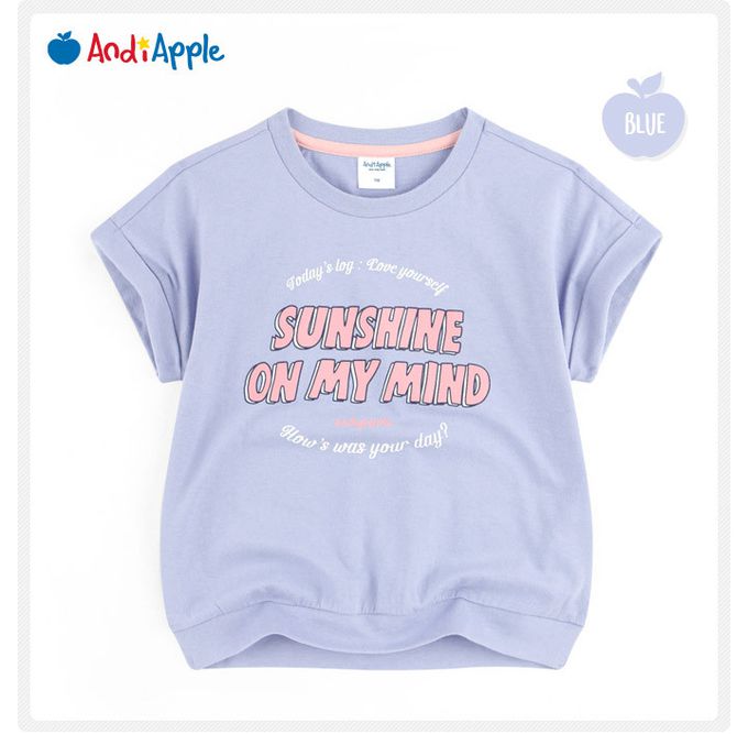 韓國 AndiApple - SUNSHINE字印層次褲裙套裝-淡藍紫