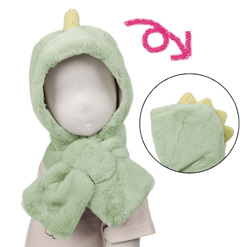 連帽圍巾-動物-綠色 (48~50cm)