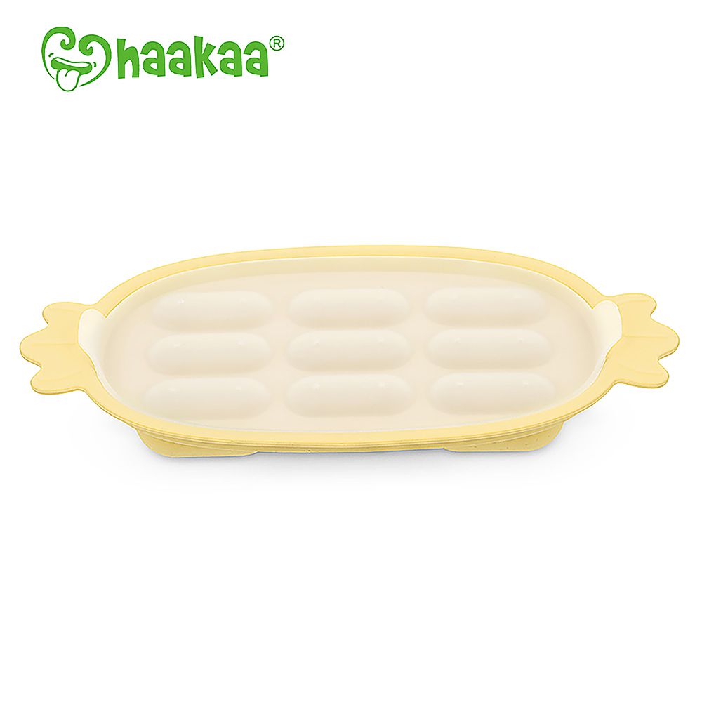 紐西蘭 HaaKaa - 矽膠輔食模具 (附蓋子)-黃色-9格x10mL