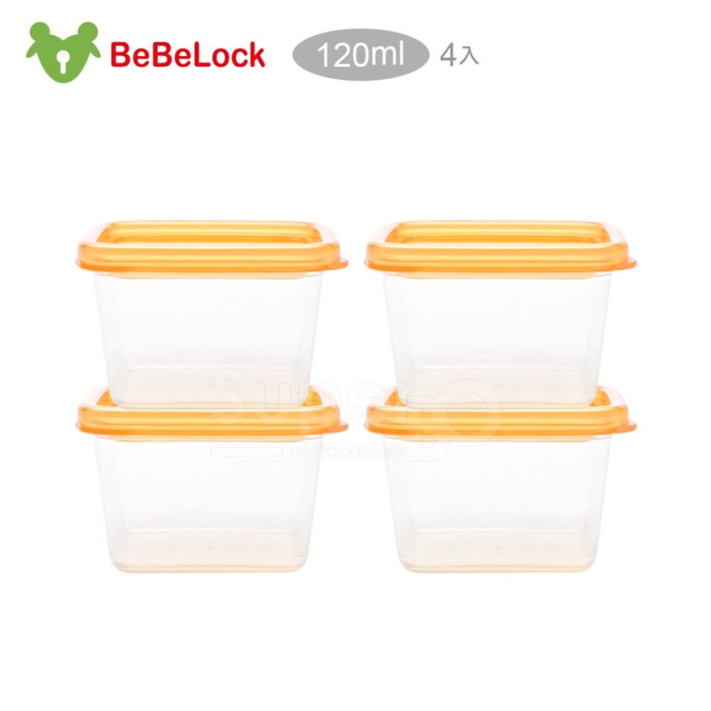 韓國BeBeLock - 吸蓋式儲存盒(4個/120ml)-橘