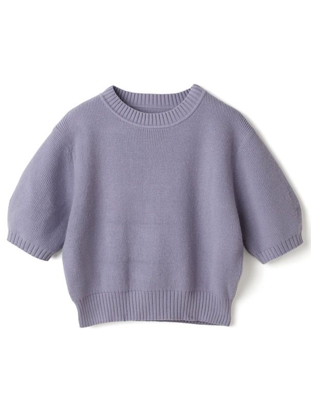 日本 GRL - 百搭短版五分袖針織上衣-灰粉