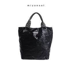 Miyansol - 皺皺兩用迷你托特包-桑椹黑