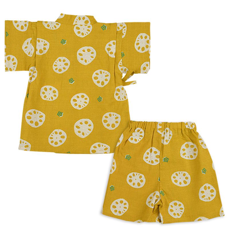 akachan honpo - 兩件式甚平-蓮藕-黃色