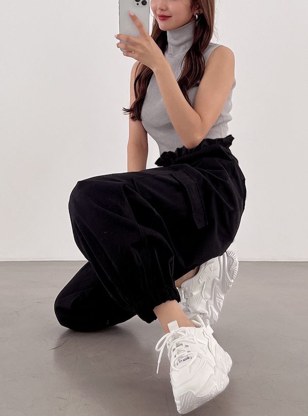 日本 GRL - 美式休閒抽繩束口褲-軍綠 (F)