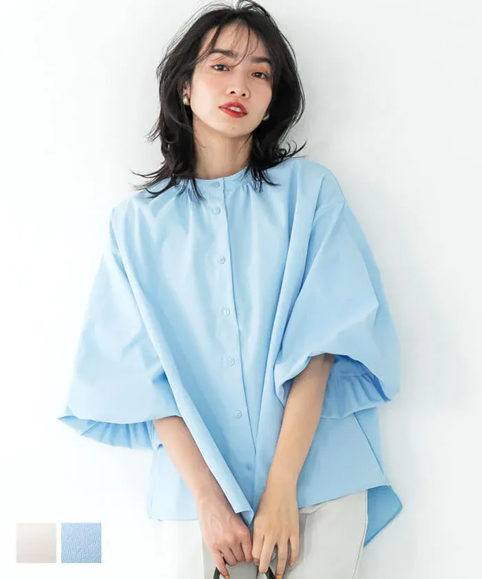 日本 COCA - 優雅夢幻泡泡袖襯衫-白