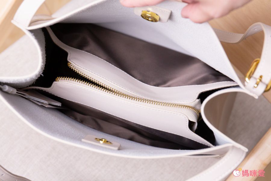 真皮大容量單肩托特包-卡其色 (30x12x31cm)