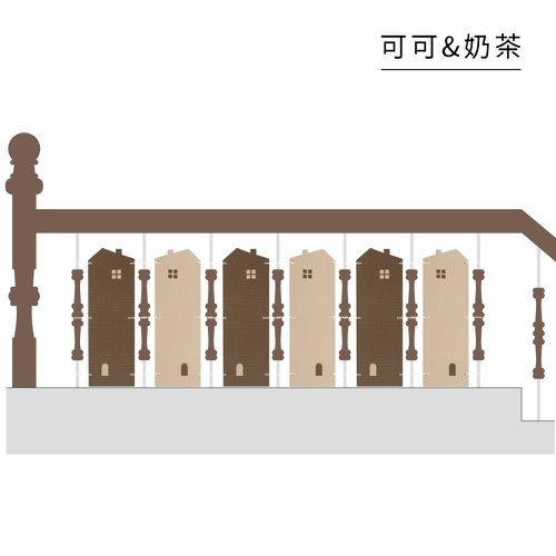EVA無毒樓梯安全護板6片組-小屋款-可可&奶茶 (18cm*56cm*2cm)