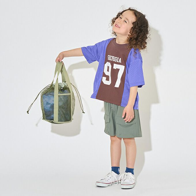 日本 b-ROOM - 網格圓筒沙灘包/玩水包-淺紫 (33x22x22cm)