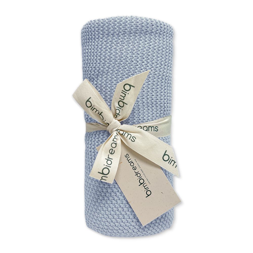 【bimbidreams】針織萬用毯 75x90cm(寶寶毯 嬰兒毯 四季毯 冷氣毯 小被被 蓋被 寶寶被毯 外出毯)-天空藍