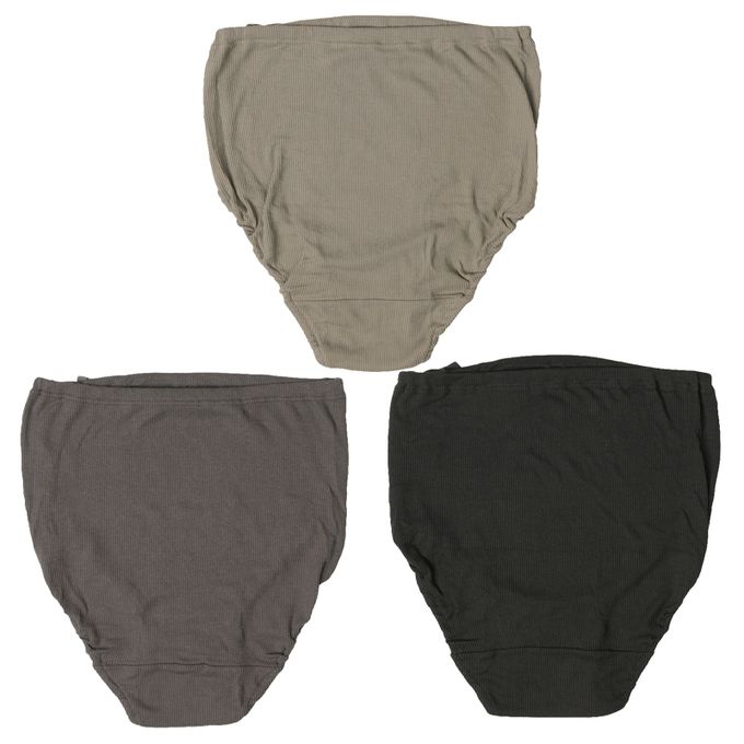 akachan honpo - 羅紋內褲3件組-附可調大小鬆緊帶-深灰色