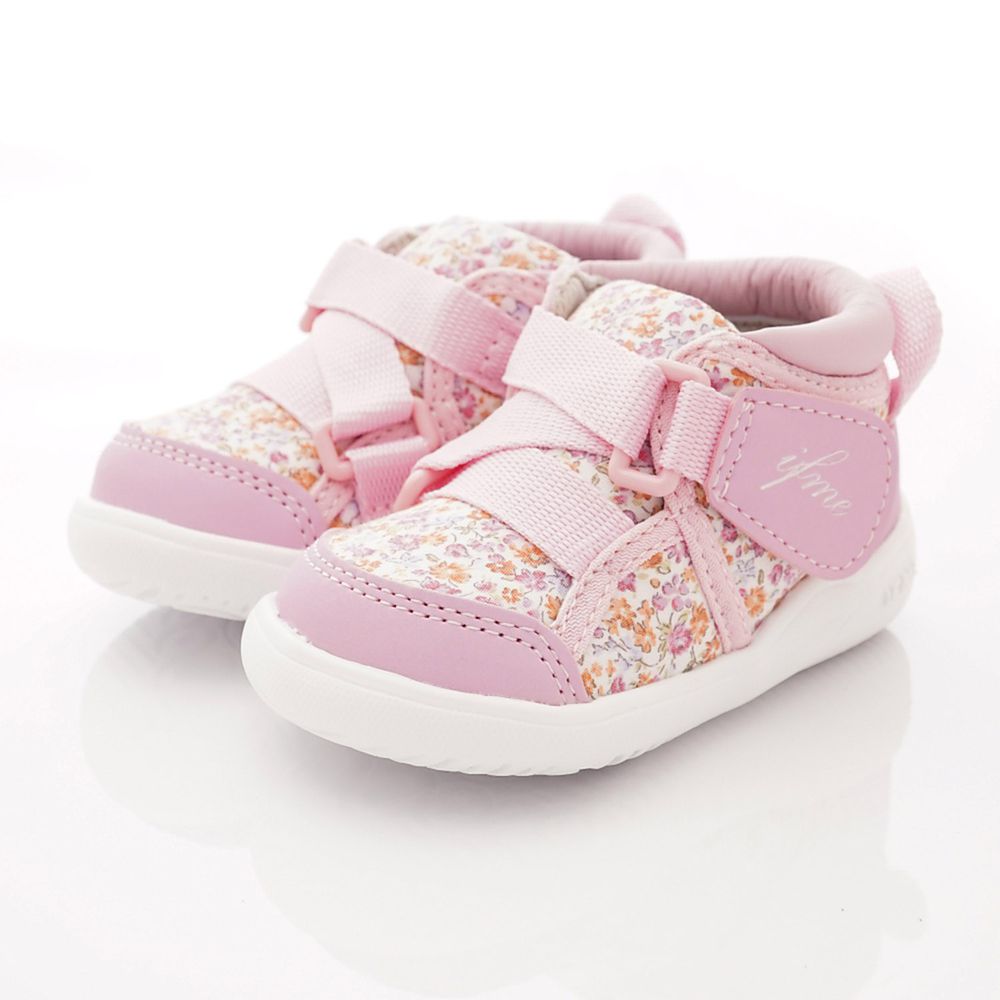 日本IFME - 機能童鞋/學步鞋-Light輕量系列碎花護踝學步款(寶寶段)-粉