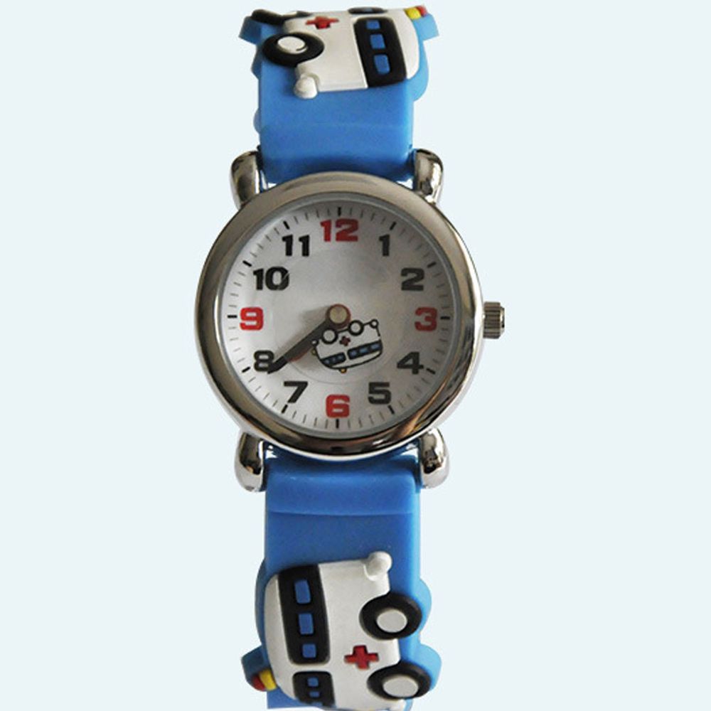 3D立體卡通兒童手錶-經典小圓錶-藍色救護車