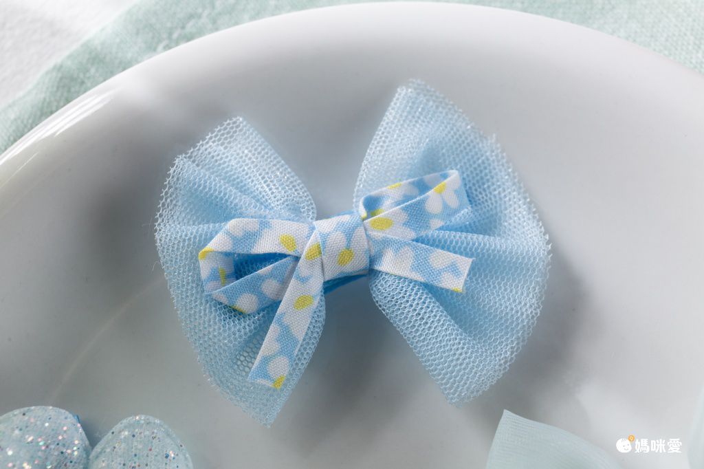 甜美網紗小清新布藝髮夾(10入組)-黃色