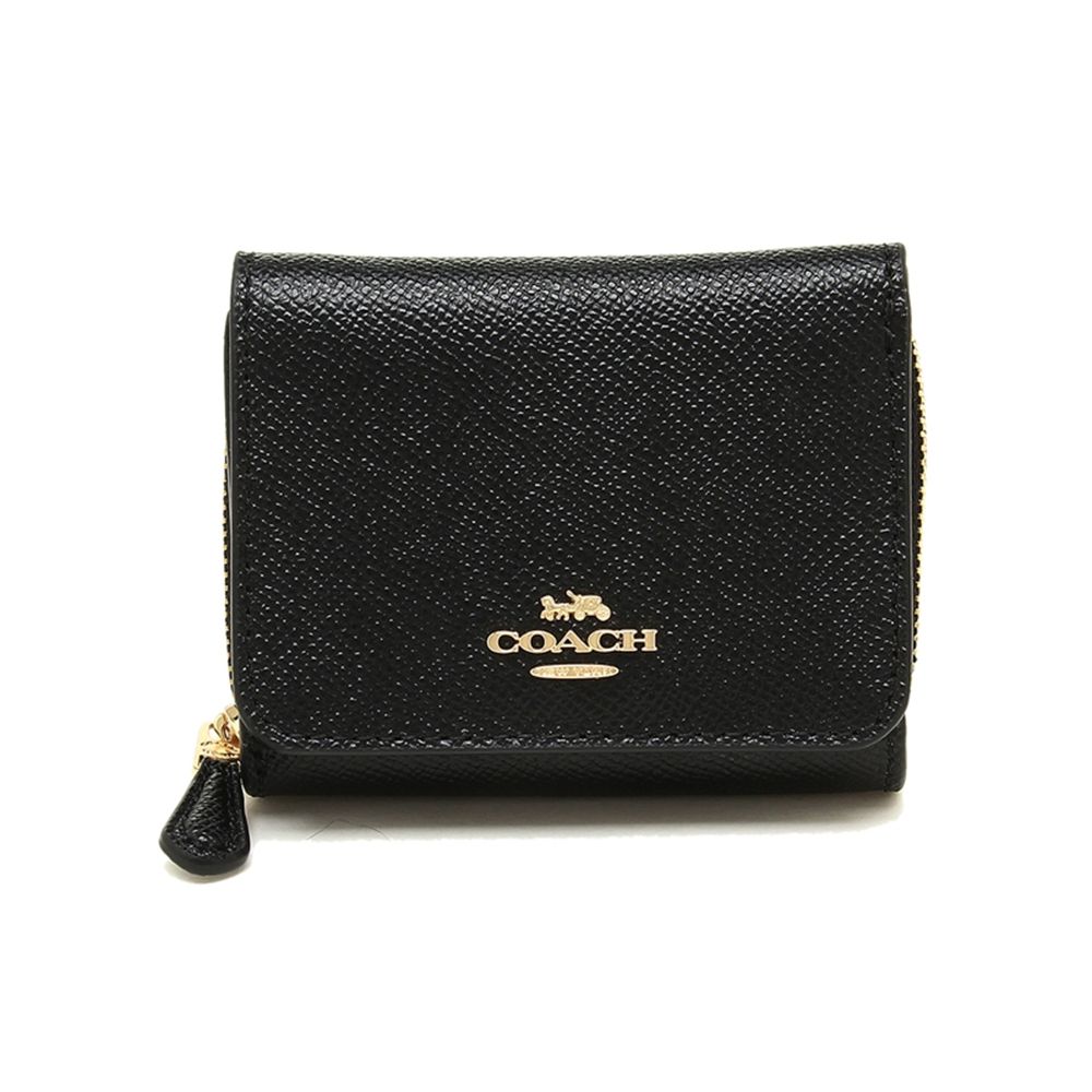 防刮皮革三折短夾 (黑色)