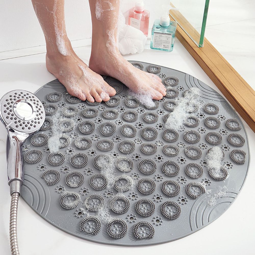 浴室超強吸力止滑腳踏墊-灰色 (55x55cm)-圓形