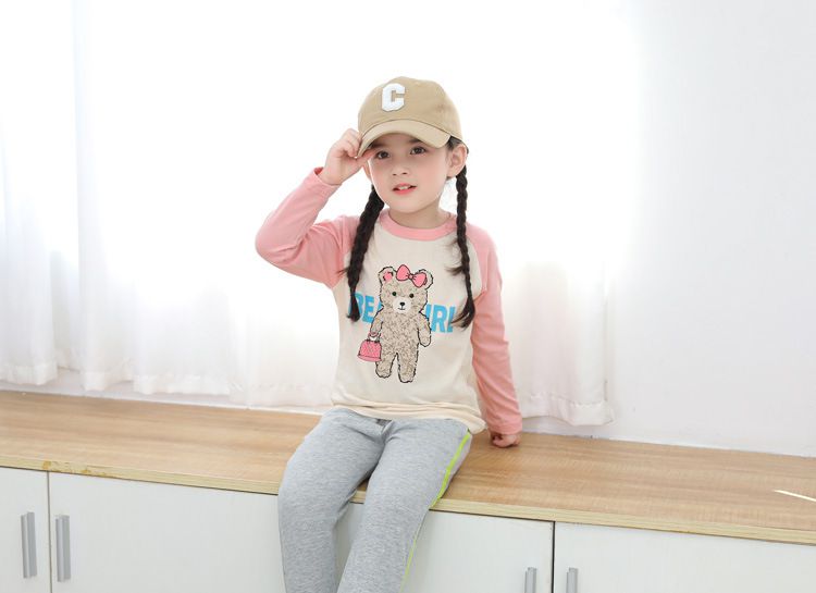 純棉長袖上衣-小熊逛街去-粉色