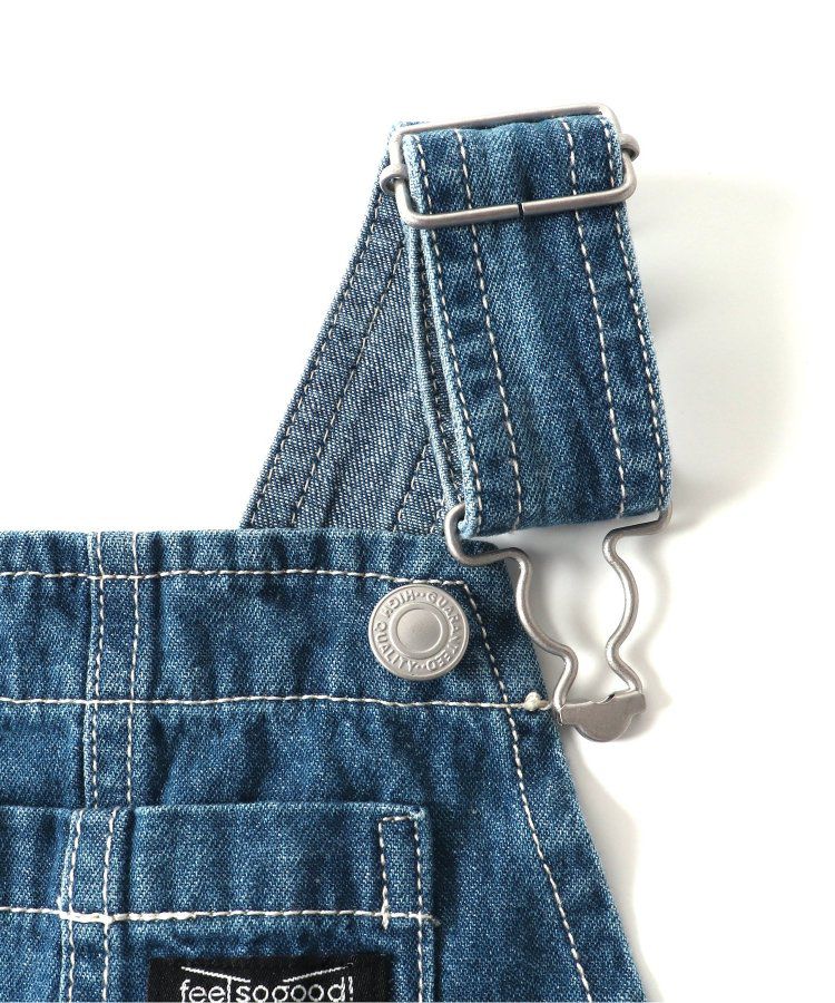 日本 BREEZE - 多口袋厚磅吊帶A字牛仔裙-海軍藍