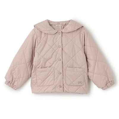 日本 Lycee mine - 可機洗 水手領絎縫鋪棉外套(領可拆)-粉紅