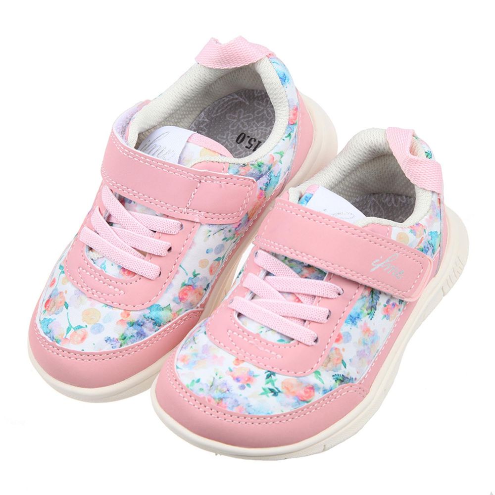 日本IFME - 輕量系列粉紅花染兒童機能運動鞋-粉紅色