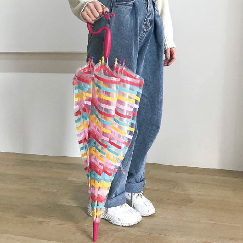 日本Caetla - Evereon 可替換式環保輕量傘-糖果條紋-糖果粉