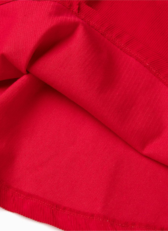 韓國 OZKIZ - 毛料馴鹿印燈芯絨洋裝/聖誕-紅