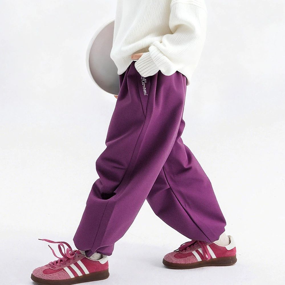 加絨2way打摺工裝長褲-卡通人物酷洛米-紫色