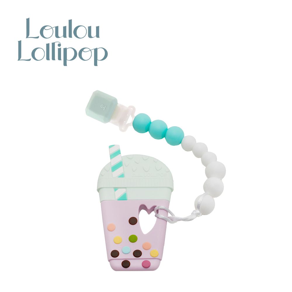 Loulou Lollipop - 加拿大 造型固齒器/奶嘴鍊組 - 珍珠奶茶系列-夏日藍