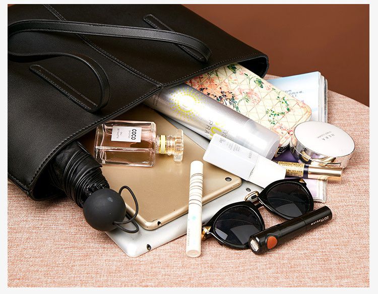 歐美風簡約大容量單肩托特包-黑色 (25x31x14cm)