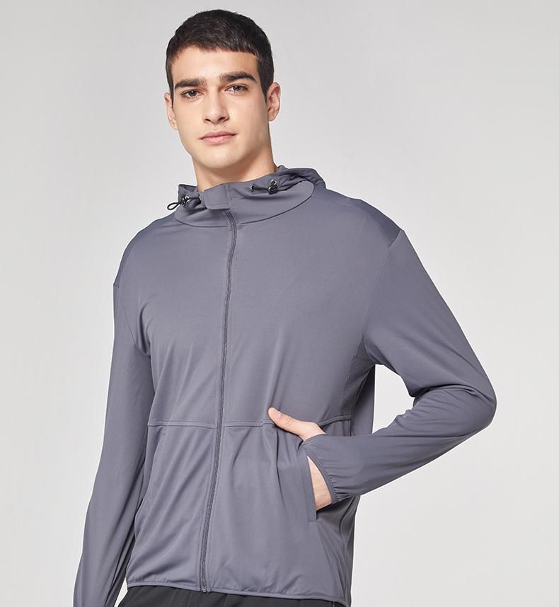 抗UV超薄款防曬外套(透氣網眼)-男款-淺灰色-無logo