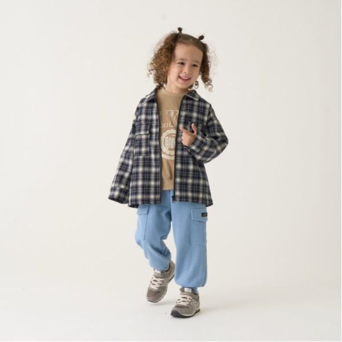 日本 b-ROOM - 經典格紋廓形長袖襯衫/夾克-綠