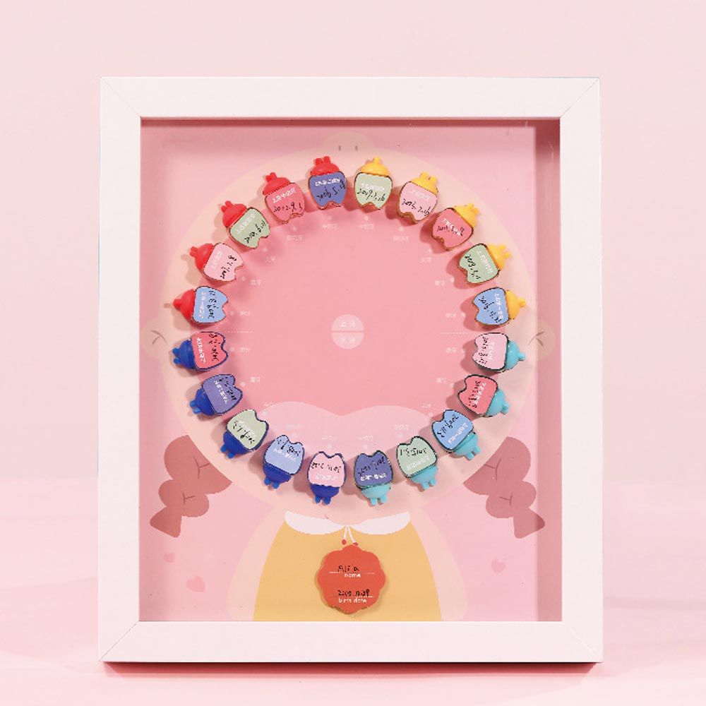 寶寶乳牙收藏盒-木框女生款-粉色 (27x23cm)
