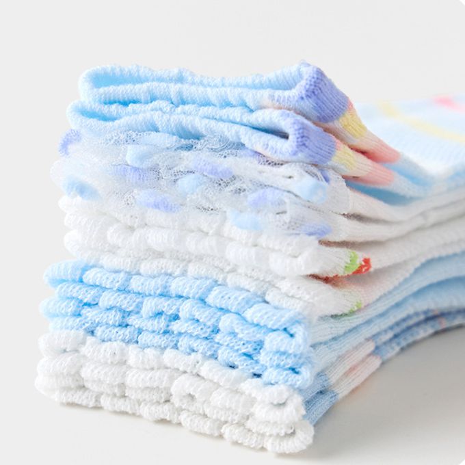 腳ㄚ子 - 幼/兒童透氣網眼襪 童襪 襪子 棉襪 兒童襪-清爽藍花