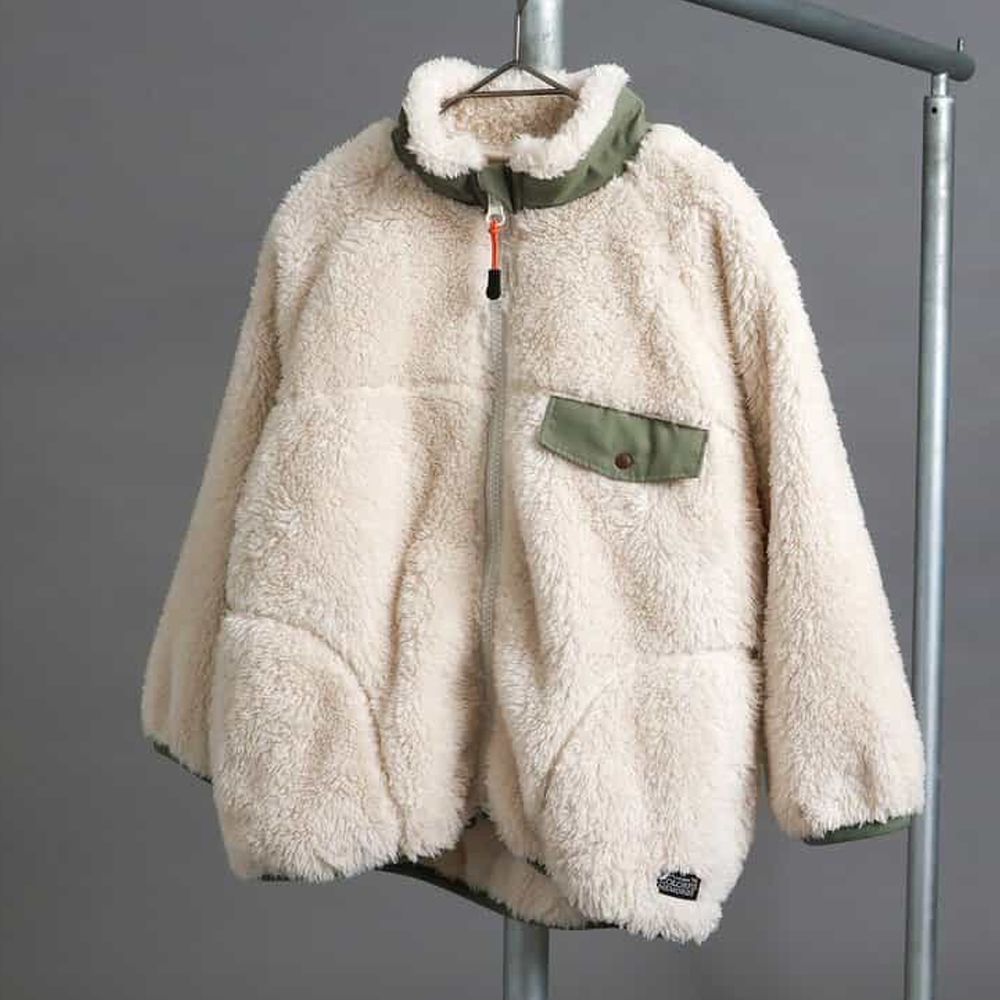 休閒保暖絨毛外套／夾克-素面-象牙白