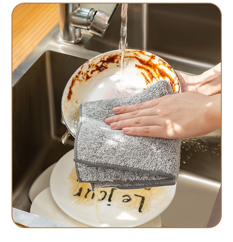 日式竹炭超細纖維洗碗清潔抹布 (29x29cm)-1條裝