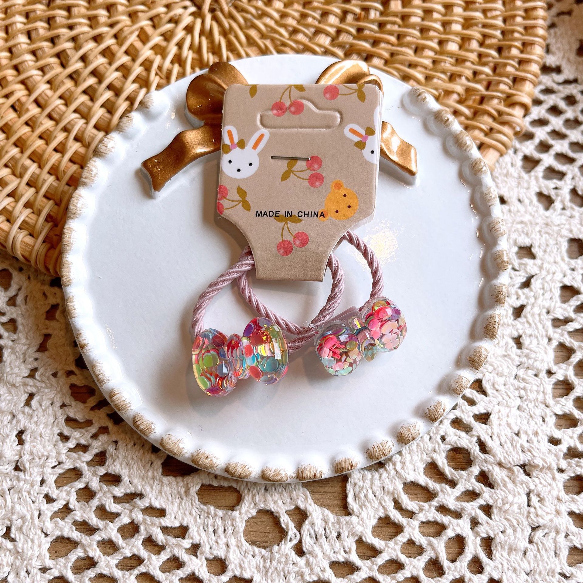 幻彩兒童造型髮圈(2入組)-櫻桃