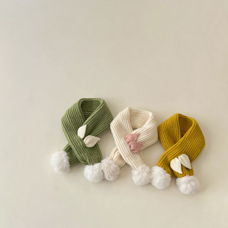 Q萌造型針織絨毛圍脖-小耳朵-咖啡色 (70x8cm)