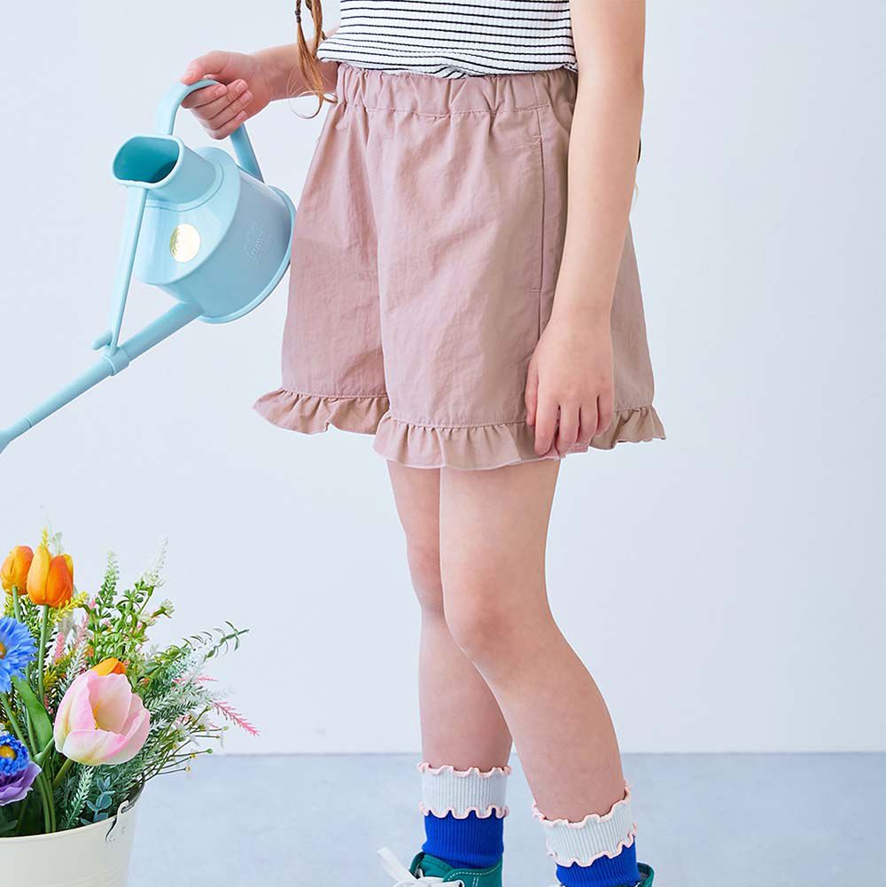 水陸二用 可愛荷葉邊玩水短褲-淺粉紅
