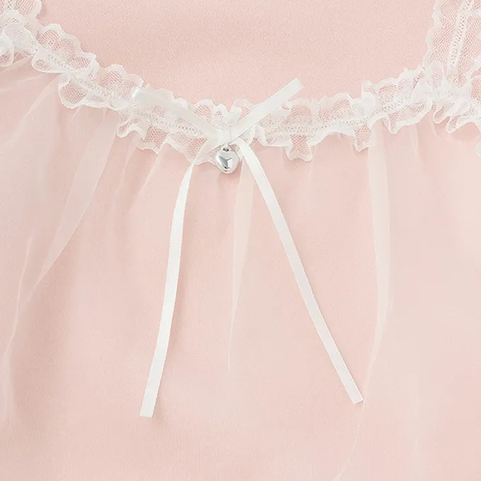 日本 Lycee mine - 夢幻蕾絲吊帶縮口長袖上衣-紫