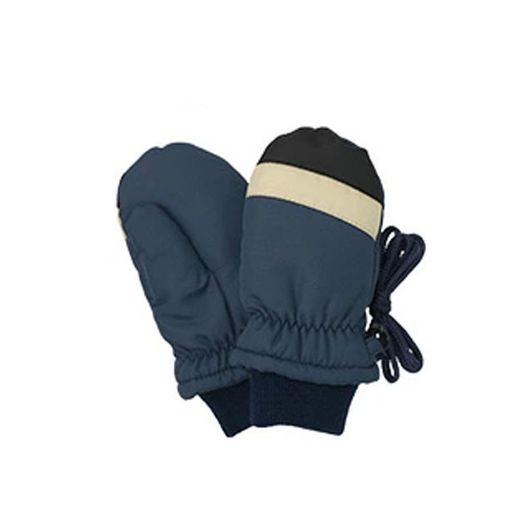 日本 ZOOLAND - 撥水加工 保暖兒童手套-撞色-深藍