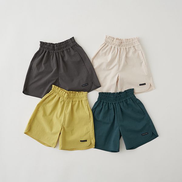 日本 b-ROOM - 側邊圓角休閒純色短褲-炭深灰