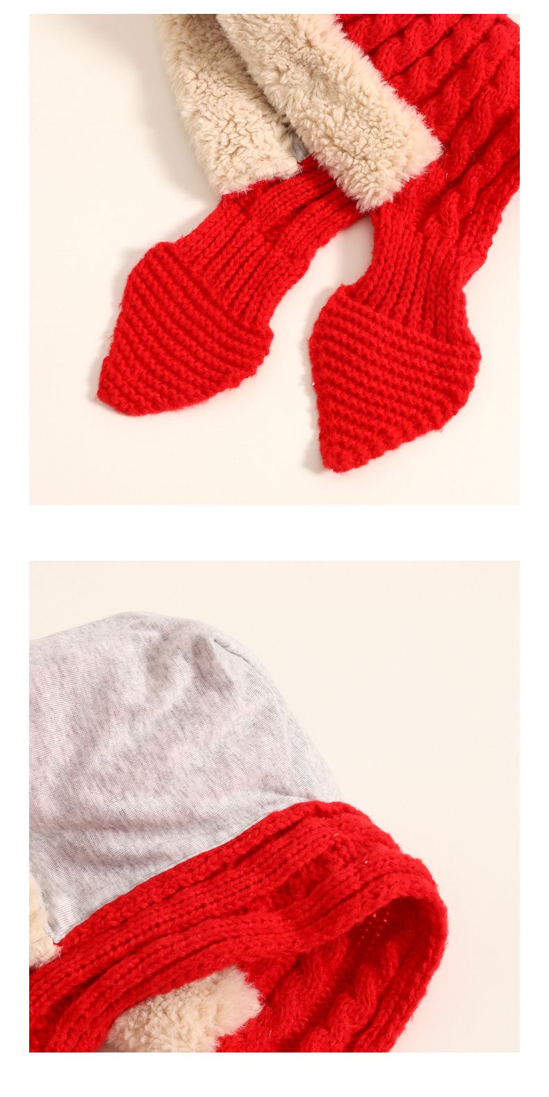 聖誕可愛鹿角針織毛帽-紅色 (帽圍48-52CM)