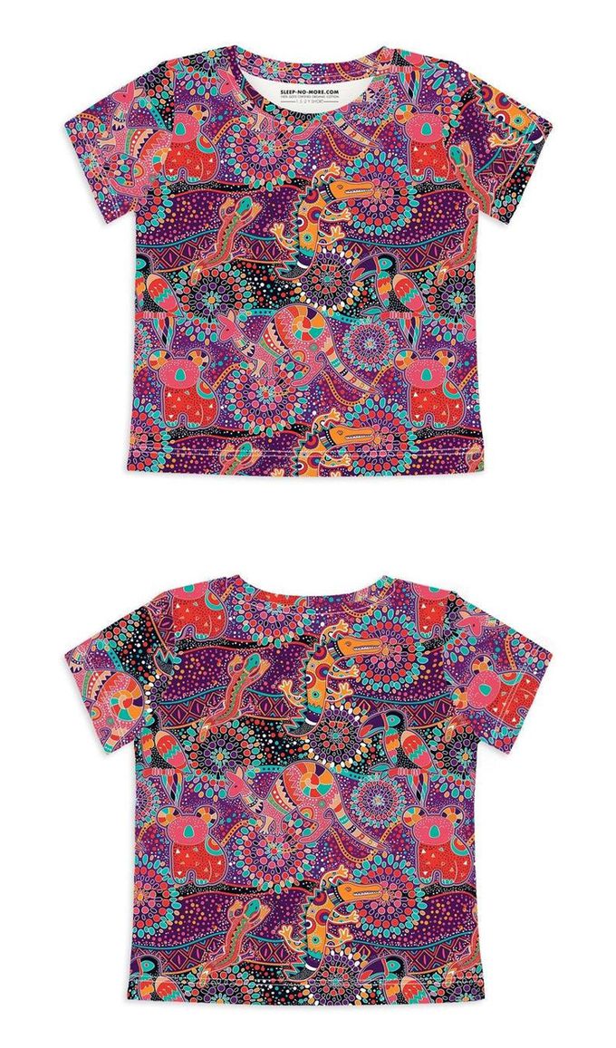 英國 SLEEP NO MORE - 100% 有機棉兒童短袖上衣-紫色澳洲動物園