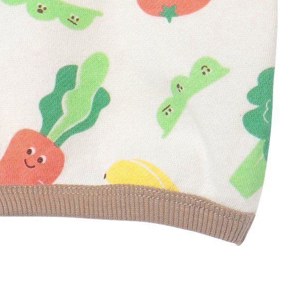 日本西松屋 - 裏毛圓領印花長袖上衣-蔬菜家族-米杏