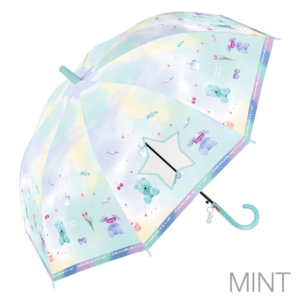 日本中谷 - 透明窗設計兒童雨傘/直傘-少女房間-粉紫 (55cm(身高130cm以上))