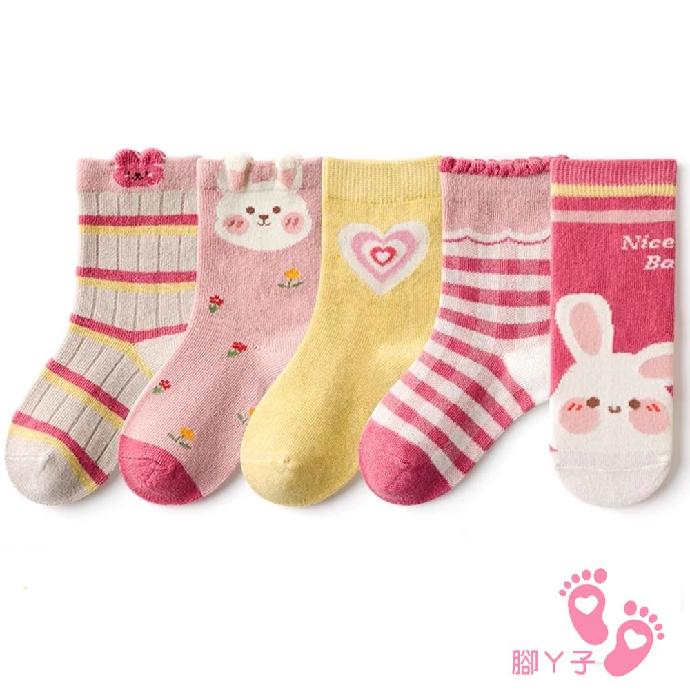 腳ㄚ子 - 幼/兒童棉質中筒襪 童襪 襪子 棉襪 兒童襪-奶油小兔