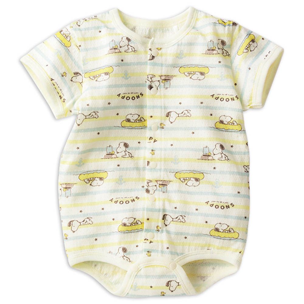 短袖兔裝-史努比滿版印花-奶油色