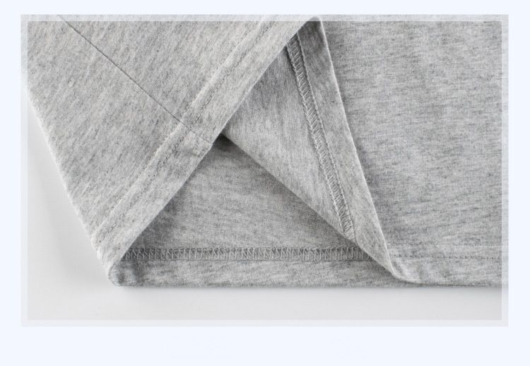 純棉短袖上衣-無圖袖子條紋款-灰+深藍