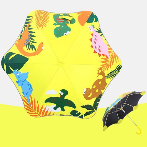 兒童圓角反光雨傘-恐龍-黃
