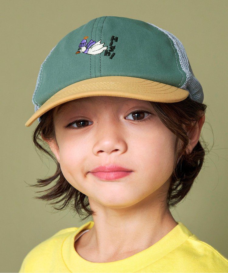 日本 BREEZE - 主角級印花網眼卡車帽-海鷗-綠卡其