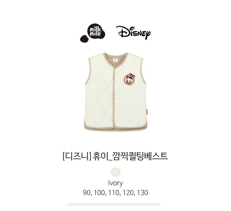 韓國 milk mile - (聯名款)徽章點綴保暖毛絨背心-象牙白